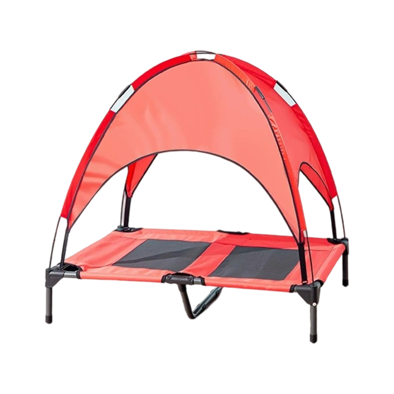 Cama trampolín para mascotas con toldo