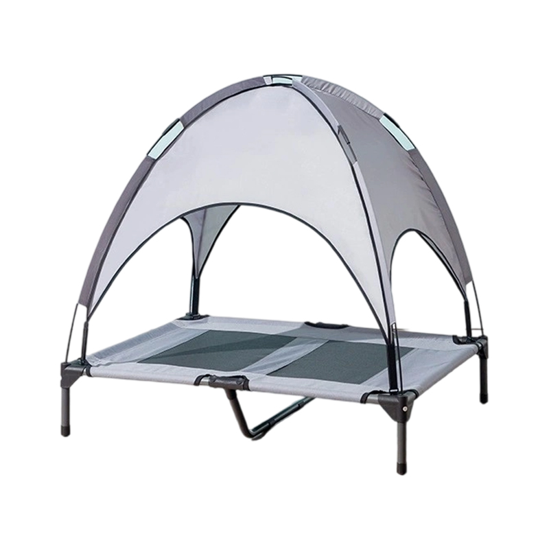 Cama trampolín para mascotas con toldo